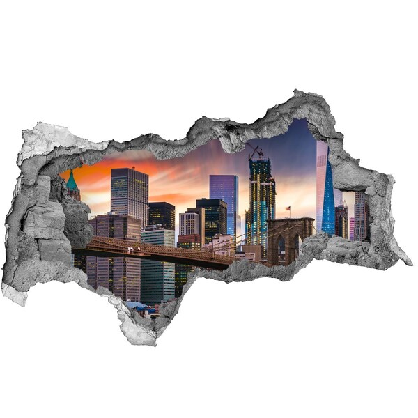 3D muursticker gescheurde muur Brooklyn Bridge in New York