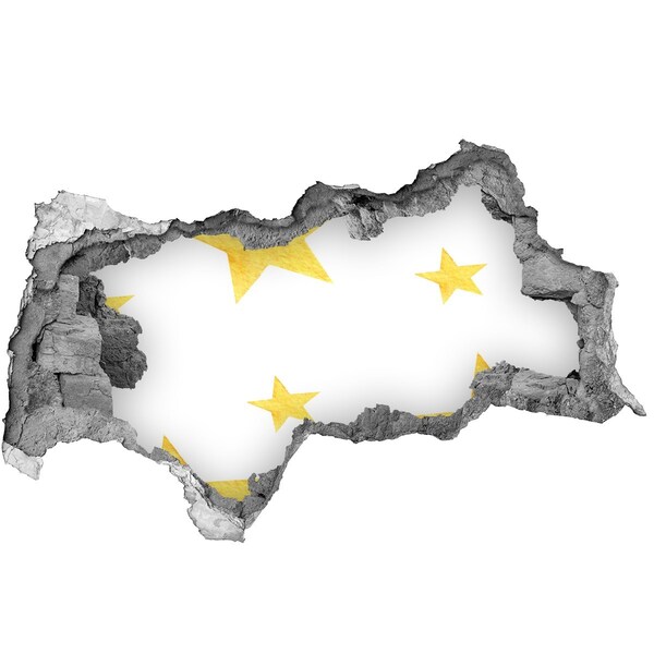 Zelfklevende 3D wandsticker illusie Gouden ster op een witte achtergrond