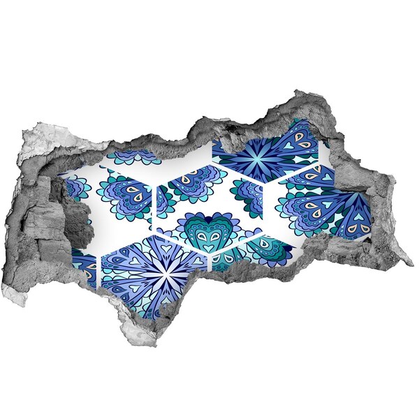 Wandsticker 3D doorkijk Kleurrijk patroon op de muur