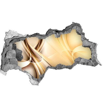 Wandsticker 3D doorkijk Gouden abstractie in een gat in de muur