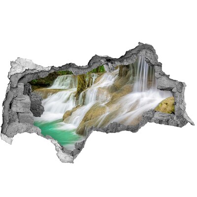 3D muursticker gescheurde muur Waterval in de jungle