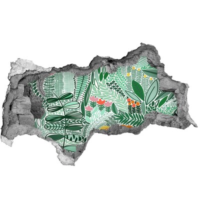 3D sticker gat in stenen muur Bloementuintje in de muur