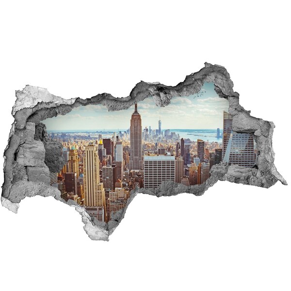 Zelfklevende 3D wandsticker illusie Uitzicht op New York