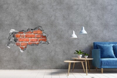 3D muursticker gescheurde muur Een verwoeste bakstenen muur