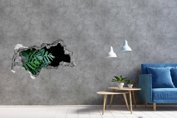 Zelfklevende 3D wandsticker illusie De groene jungle achter de muur