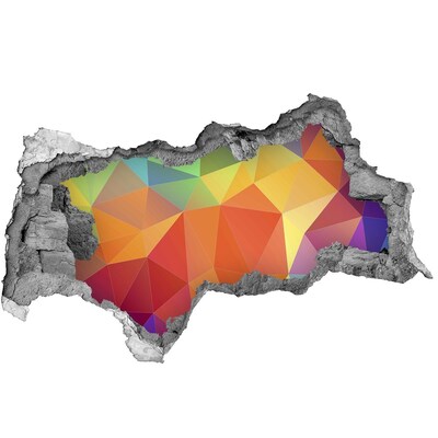 Zelfklevende 3D wandsticker illusie Kleurrijke geometrische vormen in een gat in de muur