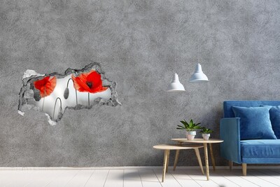 3D sticker gat in stenen muur Bloemen in een gat in de muur