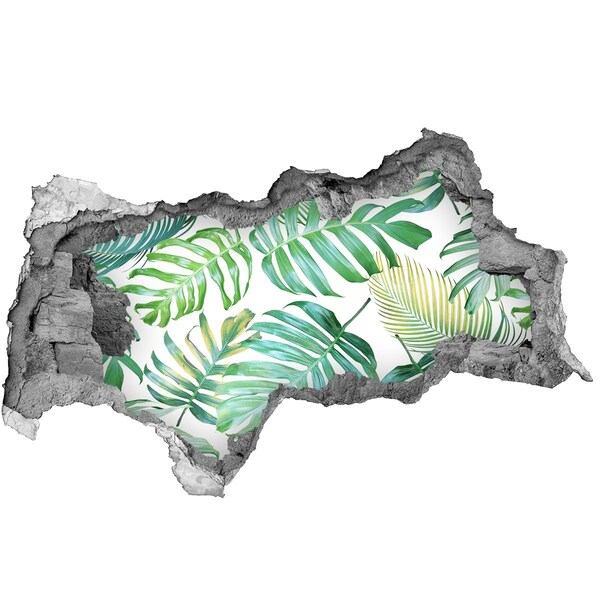 3D sticker gat in stenen muur Groene jungle achter de muur