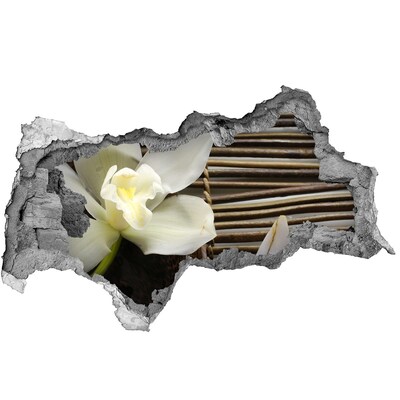 Zelfklevende 3D wandsticker illusie Een bloemenparadijs te midden van de stenen.