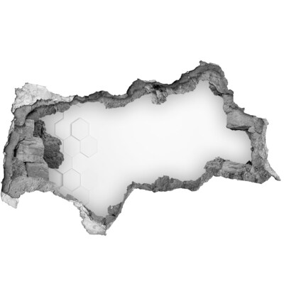 3D sticker gat in stenen muur Gebroken muur met spiegelende binnenkant