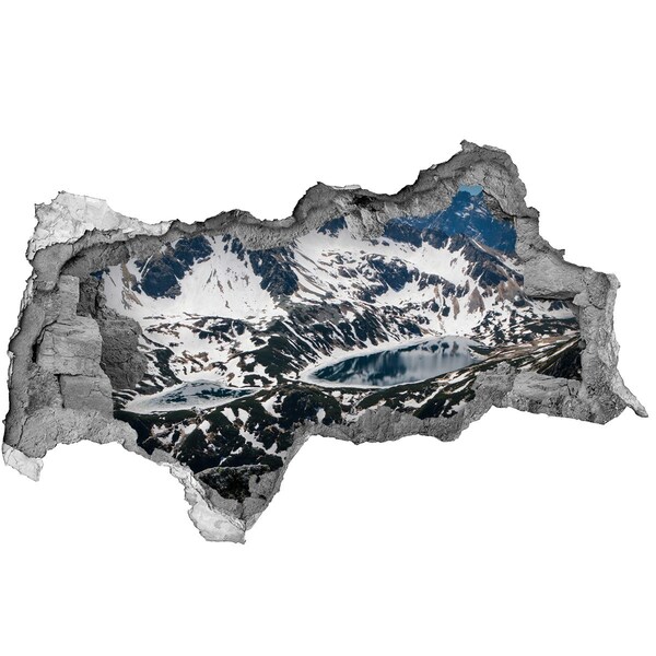 3D sticker gat in stenen muur Bergmeer in de Alpen