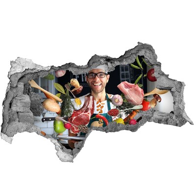 Zelfklevende 3D wandsticker illusie Keukengekte