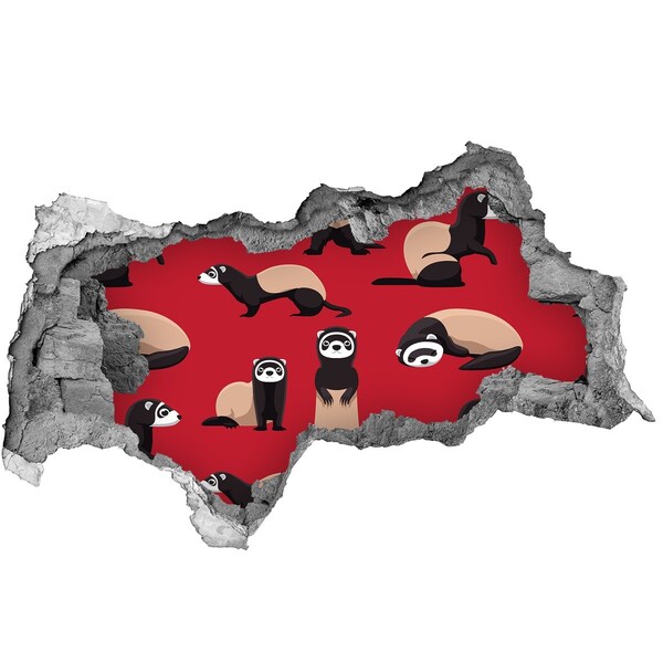 3D sticker gat in stenen muur Funky fretten in een gat in de muur