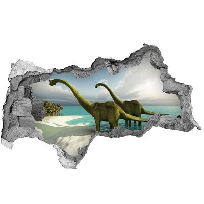 Wandsticker 3D doorkijk Dinosaurussen aan zee