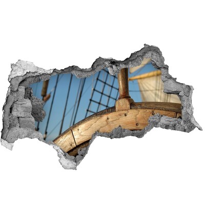 Zelfklevende 3D wandsticker illusie Een schip op zee