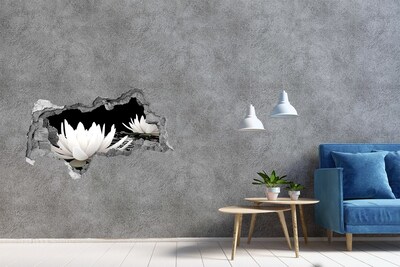 Zelfklevende 3D wandsticker illusie Waterbloemen in een mysterieuze vijver