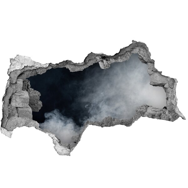 3D muursticker gescheurde muur Een kapotte muur met uitzicht op de wolken.