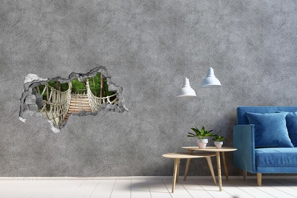 3D muursticker gescheurde muur Junglebrug