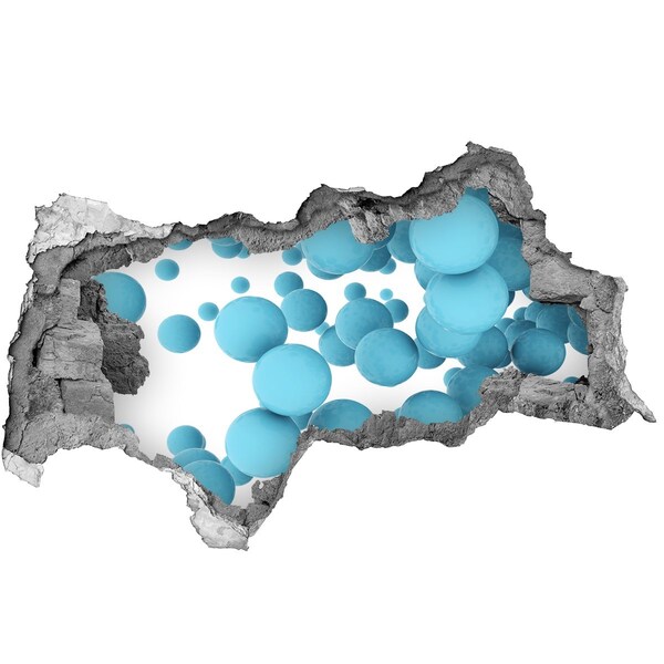 3D sticker gat in stenen muur Bellen in de blauwe ruimte