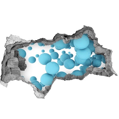 3D sticker gat in stenen muur Bellen in de blauwe ruimte