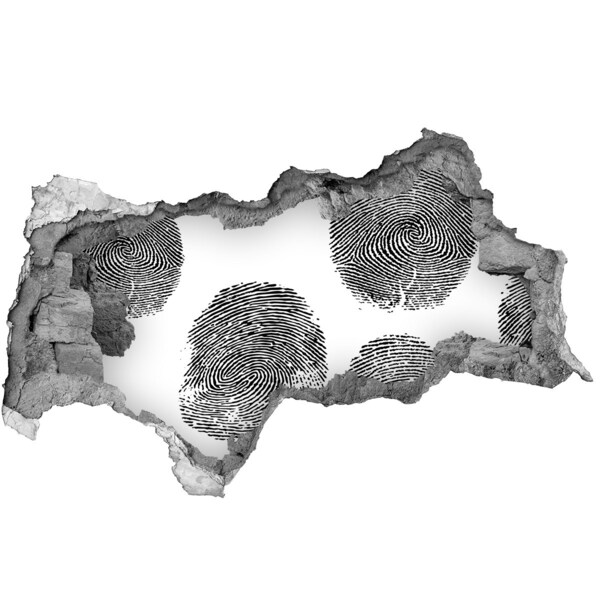 Wandsticker 3D doorkijk Vingerafdruk op de muur