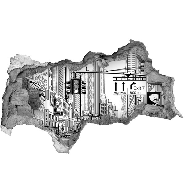 Wandsticker 3D doorkijk De straten van New York