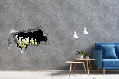 Wandsticker 3D doorkijk Een bloemendroom achter de muur