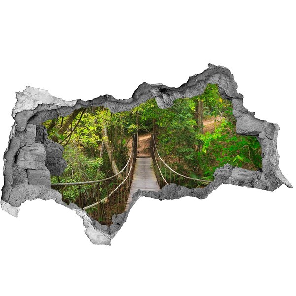 Wandsticker 3D doorkijk Een brug te midden van het groen.