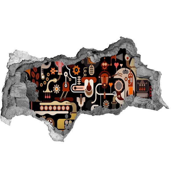 Wandsticker 3D doorkijk De futuristische wereld van robots