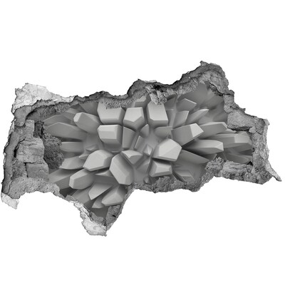 Wandsticker 3D doorkijk Gebroken kristallen muur