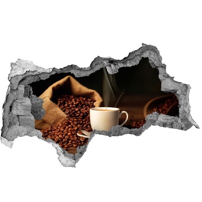 3D muursticker gescheurde muur Koffie in het hart van de bonen