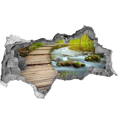 Wandsticker 3D doorkijk Een beekje in het bos