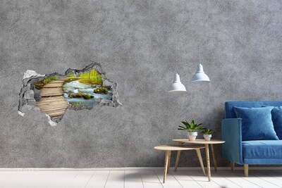 Wandsticker 3D doorkijk Een beekje in het bos