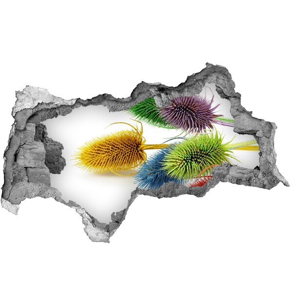 Wandsticker 3D doorkijk Bloemenexplosie in beton