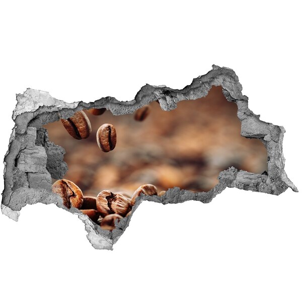 3D sticker gat in stenen muur Koffie binnen handbereik.