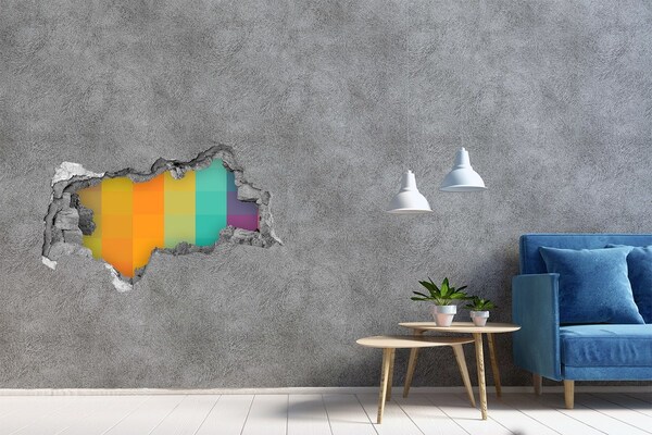 3D muursticker gescheurde muur Kleurrijk gat in de muur