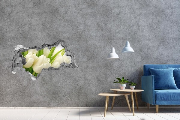 Zelfklevende 3D wandsticker illusie Tulpen in beton