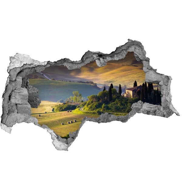 Wandsticker 3D doorkijk Het idyllische landschap van Toscane