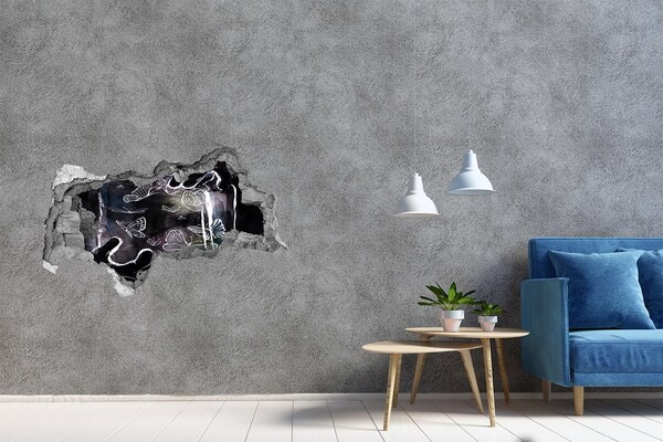 3D muursticker gescheurde muur Vlinders in een magische ruimte