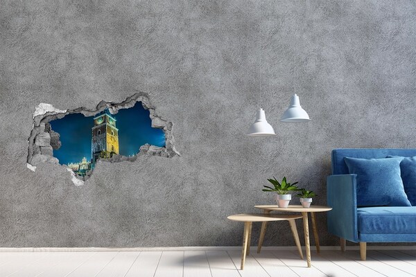 Zelfklevende 3D wandsticker illusie Klokkentoren in Krakau