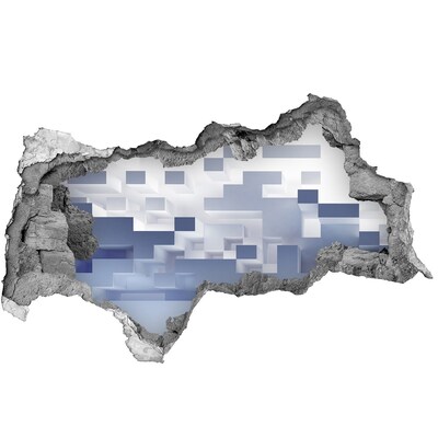 3D muursticker gescheurde muur Abstracte ruimte in blauwe tinten