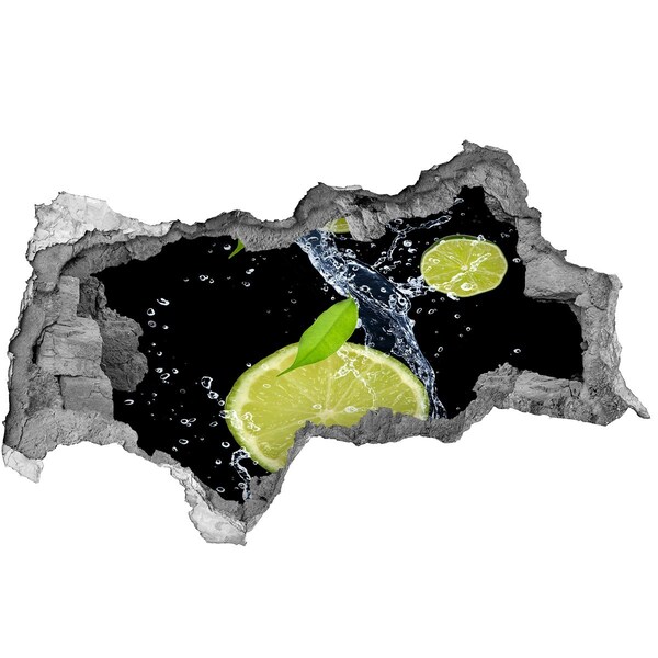 3D sticker gat in stenen muur Verfrissende citroencocktail