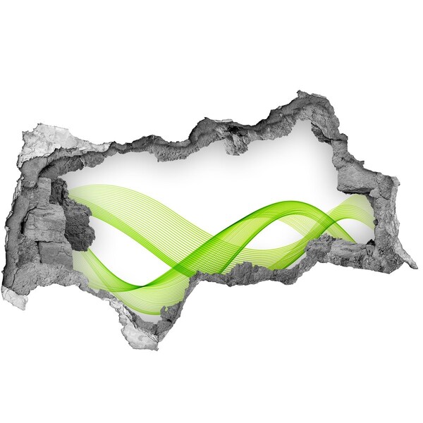 3D muursticker gescheurde muur Groene golf in het gat in de muur