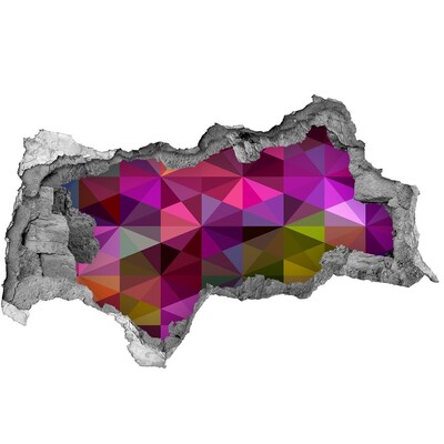 3D muursticker gescheurde muur Kleurrijk glas-in-lood in het gat in de muur