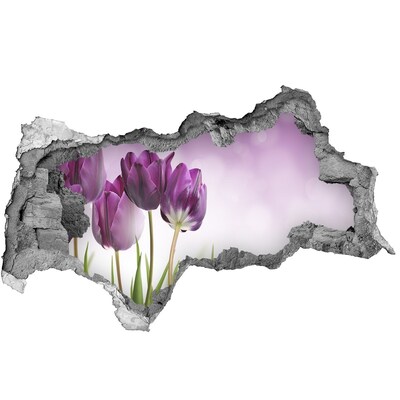 3D sticker gat in stenen muur Bloemen in een gat in de muur