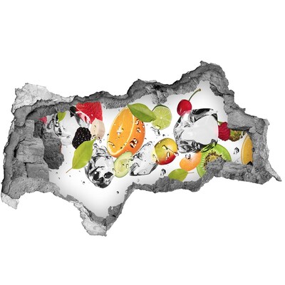 Zelfklevende 3D wandsticker illusie Fruitcocktail in een waterval