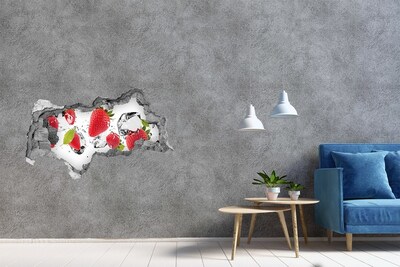3D muursticker gescheurde muur Fruitparadijs met ijs
