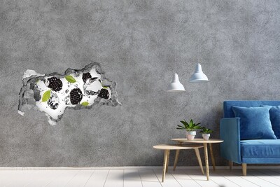 Zelfklevende 3D wandsticker illusie Fruitexplosie in beton