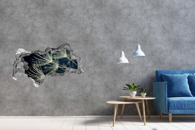 3D muursticker gescheurde muur Paardenbloemen in water