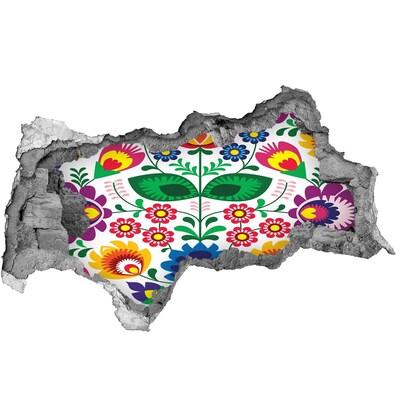 Zelfklevende 3D wandsticker illusie Bloemenpatroon op een betonnen achtergrond